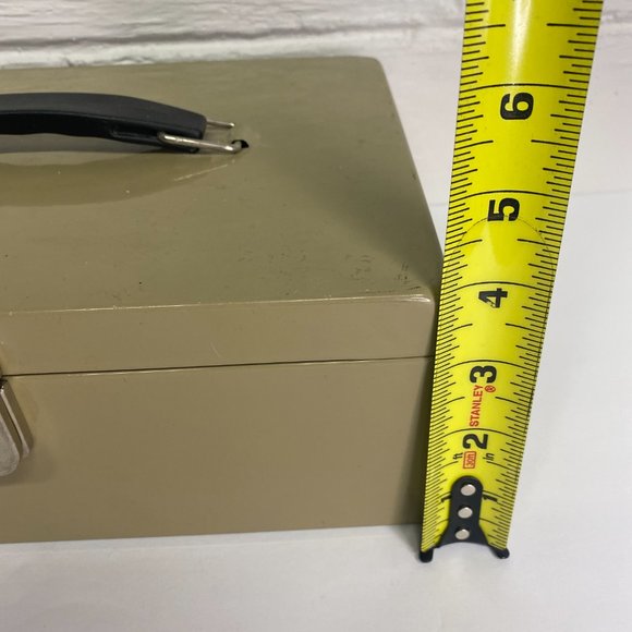Vintage Metal Cash Box - Tan - Picture 6 of 7